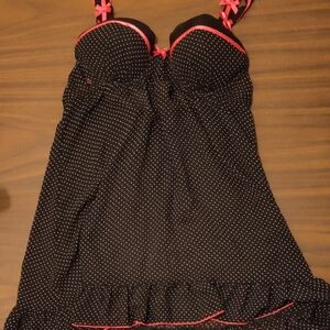 5/$25 SALE Apt. 9 Black Polka Dot Medium Underwire Chemise Lightly Lined